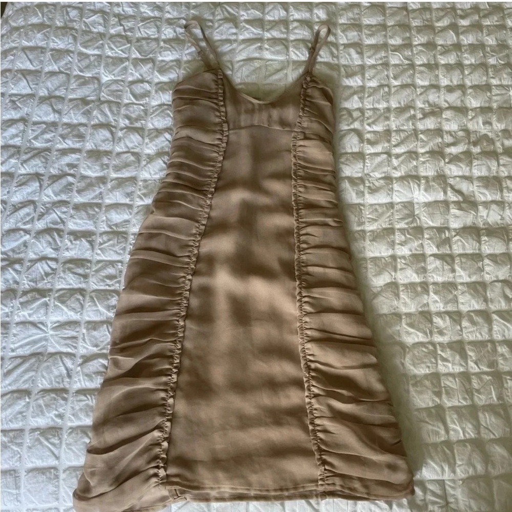 Burberry Body nude chiffon silk blend mini dress